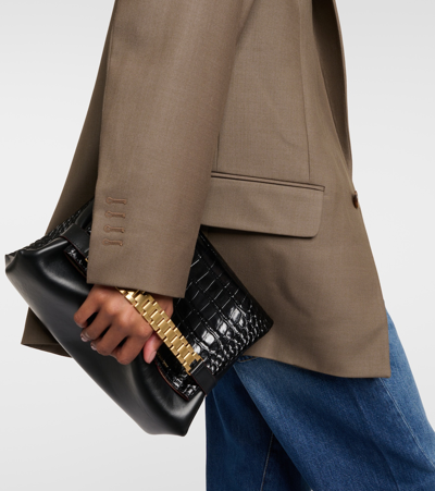 Victoria Beckham Peak-lapels Twill Blazer In Green