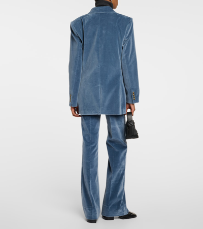 Frame Double Breasted Slim Blazer In Blue
