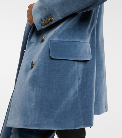 Frame Double Breasted Slim Blazer In Blue