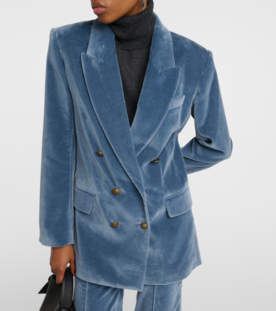 Frame Double Breasted Slim Blazer In Blue