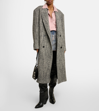 Shop Isabel Marant Lojimiko Oversized Wool-blend Coat In Grey