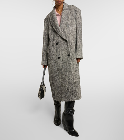 Shop Isabel Marant Lojimiko Oversized Wool-blend Coat In Grey