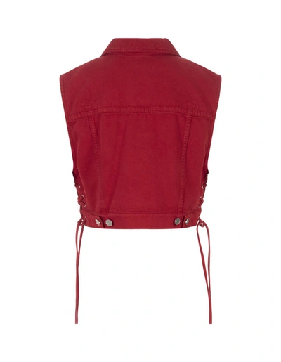 Alaïa Panelled Self-tie Denim Vest In Red