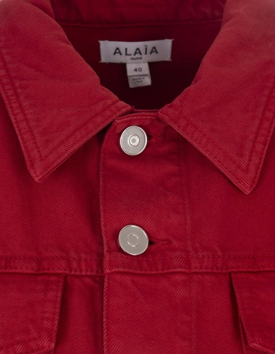 Shop Alaïa Eyelet Gilet In In Red