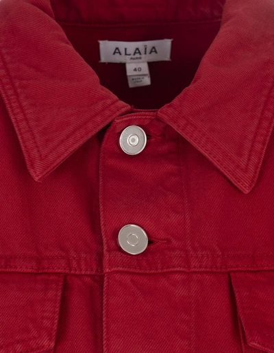 Alaïa Panelled Self-tie Denim Vest In Red