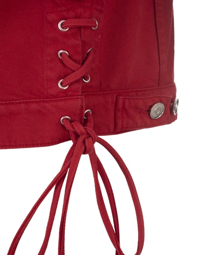 Alaïa Panelled Self-tie Denim Vest In Red