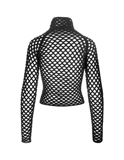Shop Alaïa Knitted Turtleneck Cage Pullover In Black