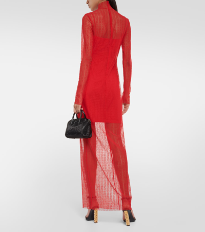 Shop Givenchy 4g Lace Maxi Dress In Red