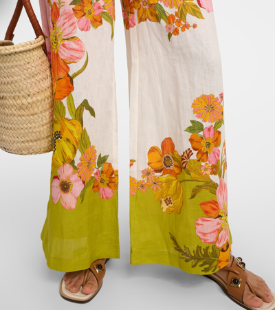 Shop Alemais Alémais Silas Floral Linen Wide-leg Pants In Multicoloured