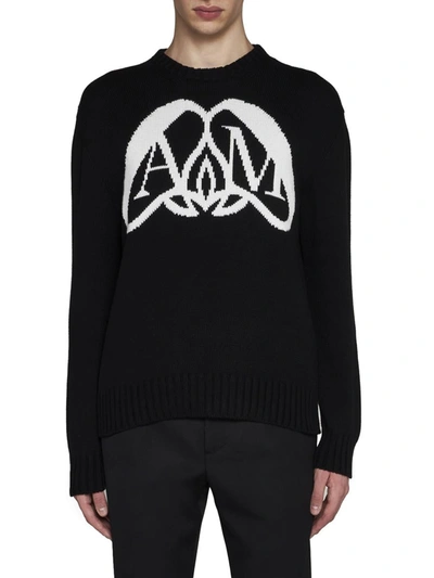 Shop Alexander Mcqueen Sweaters In Black/ivory