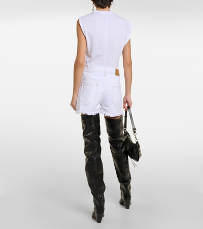 Shop Isabel Marant Lesia Mid-rise Denim Shorts In White