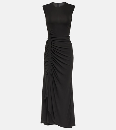 Shop Givenchy Draped Crêpe Midi Dress In Black