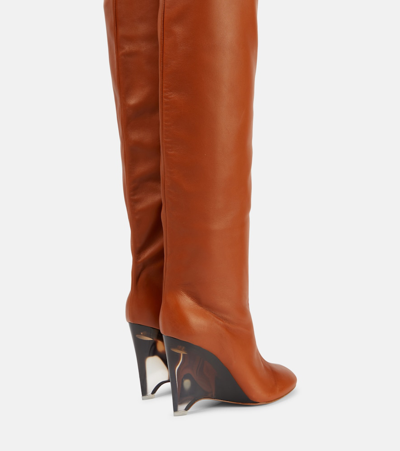 Shop Alaïa Leather Knee-high Boots In Brown