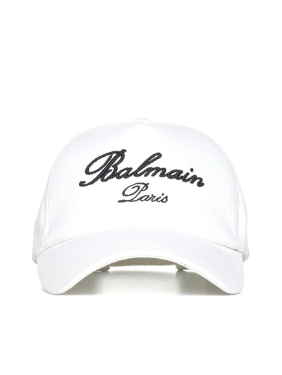 Shop Balmain Hats In Ivoire/noir