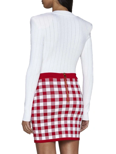 Shop Balmain Skirts In Rouge/blanc