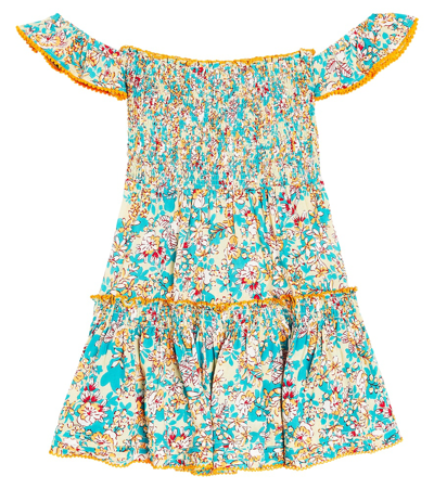Poupette St Barth Aurora Floral Off-shoulder Dress In Green