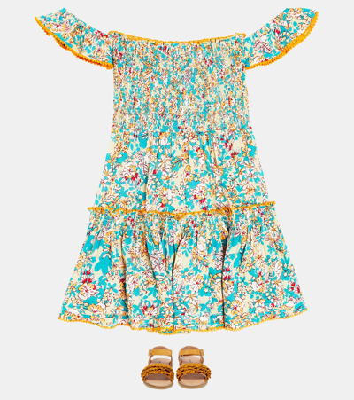Poupette St Barth Aurora Floral Off-shoulder Dress In Green