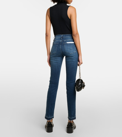 Shop Frame High-rise Straight Jeans In Blue