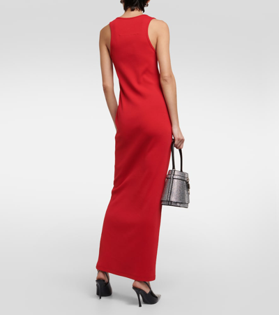 Shop Givenchy Ribbed-knit Cotton Jersey Maxi Dress In Red