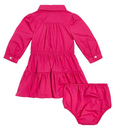 Shop Polo Ralph Lauren Baby Cotton Dress And Bloomers Set In Pink