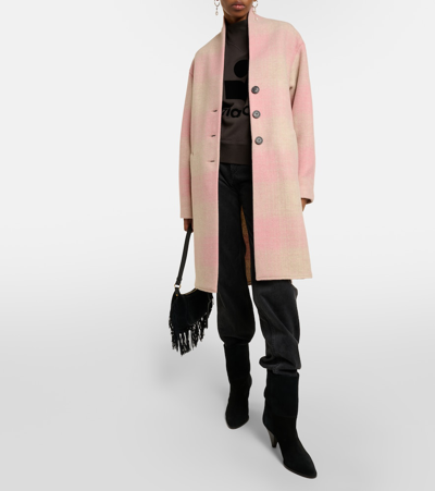 Isabel Marant Étoile Checked Wool-blend Coat In Pink
