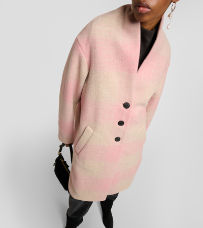 Isabel Marant Étoile Checked Wool-blend Coat In Pink