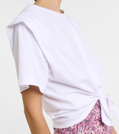 Isabel Marant Zineae Cropped Twist-front Cotton-jersey T-shirt In White