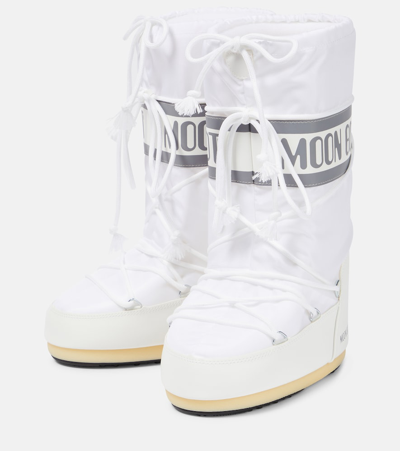 Moon Boot Icon Shell And Faux Leather Snow Boots In White
