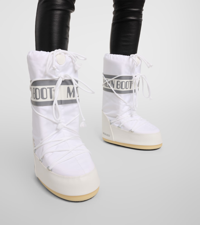 Moon Boot Icon Shell And Faux Leather Snow Boots In White