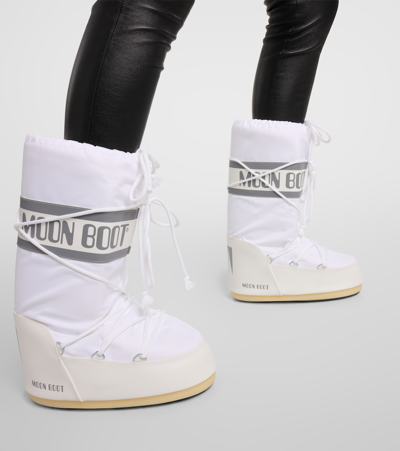 Moon Boot Icon Shell And Faux Leather Snow Boots In White