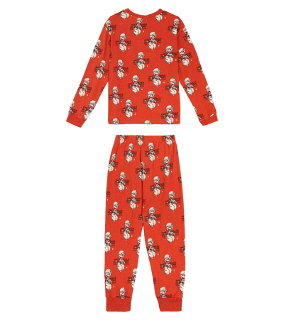 The Animals Observatory Llama Cotton Pajamas In Red