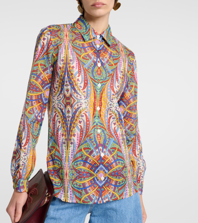 Shop Etro Printed Cotton Shirt In Multicoloured