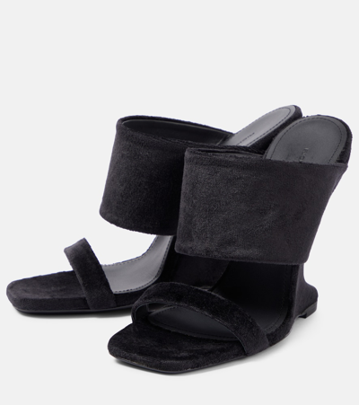 Shop Rick Owens Cantilever Suede Mules In Black