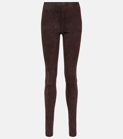 Shop Stouls Carolyn Suede Leggings In Brown