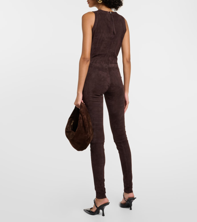 Shop Stouls Carolyn Suede Leggings In Brown