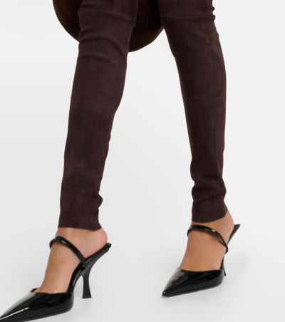 Shop Stouls Carolyn Suede Leggings In Brown