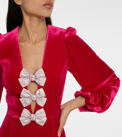 Shop Rebecca Vallance Bernadette Velvet Midi Dress In Pink