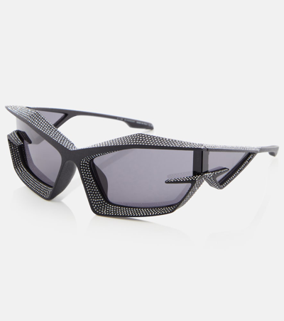 Givenchy Giv Cut Crystal-embellished Shield Sunglasses In Black