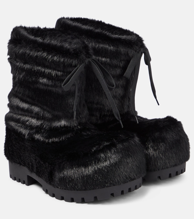 Shop Balenciaga Alaska Faux Fur Snow Boots In Black