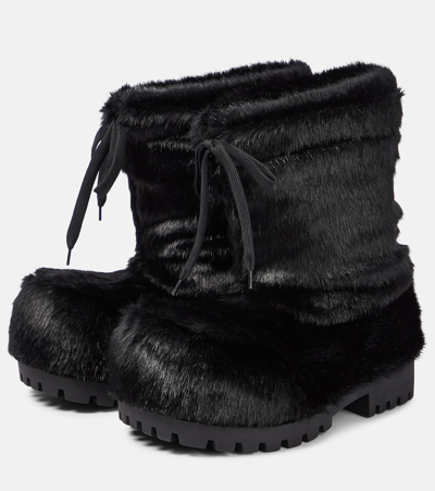 Shop Balenciaga Alaska Faux Fur Snow Boots In Black