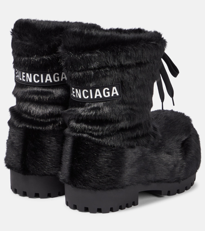 Shop Balenciaga Alaska Faux Fur Snow Boots In Black