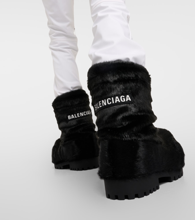 Balenciaga Alaska Faux Fur Snow Boots In Black