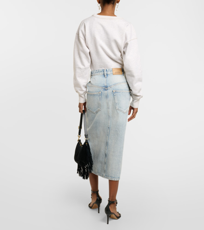 Shop Marant Etoile Vandy Denim Midi Skirt In Blue