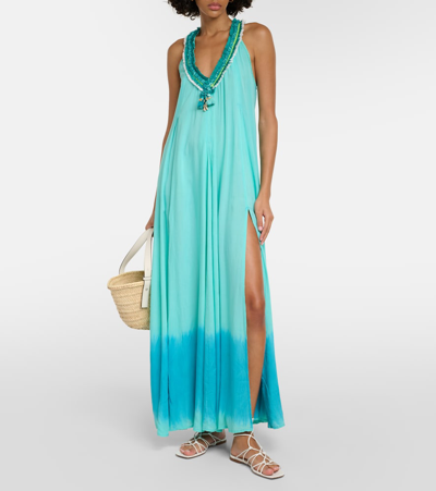 Shop Poupette St Barth Nava Halterneck Maxi Dress In Green