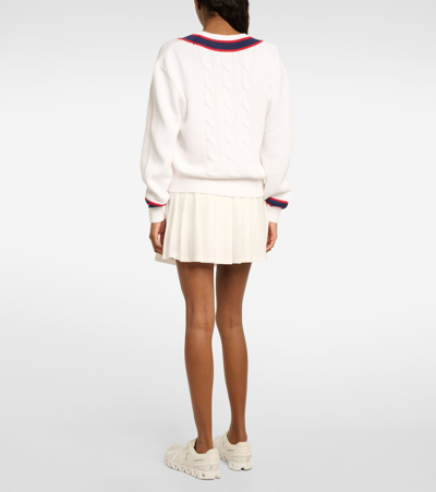 Shop The Upside Deuce Sonny Cable-knit Cotton Sweater In White