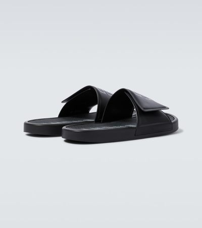 Shop Givenchy 4g Faux Leather Slides In Black