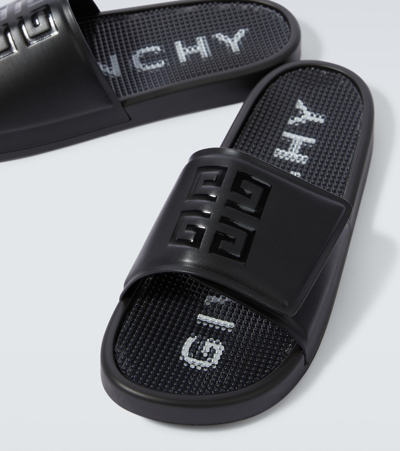 Shop Givenchy 4g Faux Leather Slides In Black