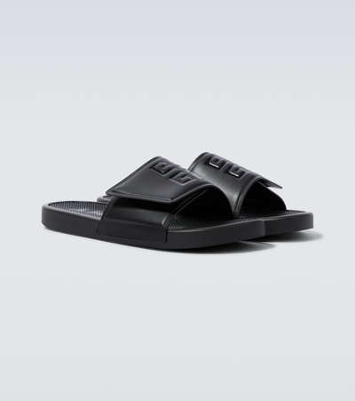 Shop Givenchy 4g Faux Leather Slides In Black