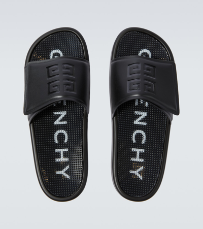 Shop Givenchy 4g Faux Leather Slides In Black