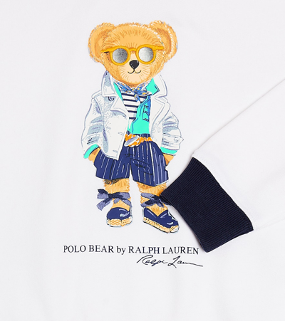 Shop Polo Ralph Lauren Polo Bear Cotton-blend Fleece Hoodie In White